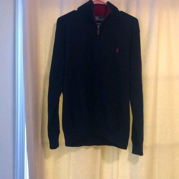 Polo by Ralph Lauren Mesh-Knit Cotton Quarter-Zip Sweater, size medium - Picture 1 of 7